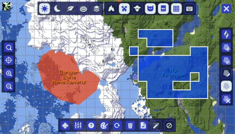 Скриншот MapFrontiers - аддон для JourneyMap